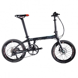SAVANE Faltrad Carbon,Z1 20 Zoll Faltrad Klapprad Tragbare Falträder Mini City Faltrad mit SORA 9Gänge und hydraulischer Scheibenbremse Folding Bike (schwarz blau, 20)