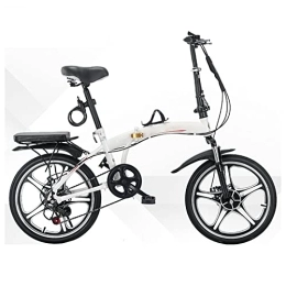 SLDMJFSZ Falträder SLDMJFSZ 16 / 20-Zoll-Faltrad, faltbares Fahrrad 6-Gang-Fahrrad, kompaktes City-Fahrrad, Doppel-V-Bremse, Faltrad aus Kohlenstoffstahl, leicht für Erwachsene, Weiß, 16in