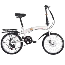 SLDMJFSZ Falträder SLDMJFSZ 16 / 20-Zoll-Faltrad für Erwachsene, Leichter Chromoly-Stahlrahmen, 6-Gang-Faltrad, faltbares Fahrrad mit Zwei V-Bremsen, für den Außenbereich, Weiß, 16inch