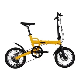 Ssrsgyp Falträder Ssrsgyp 16-Zoll-Faltrad Sechsgang-Scheibenbremse Mit Variabler Geschwindigkeit Vorder- Und Hinterrad Scheibenbremse Tragbares Fahrrad Urban Outdoor Mountainbike (Color : Yellow)