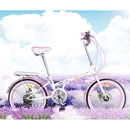 Ssrsgyp 20-Zoll-Faltrad Damen Tragbare 7-Gang-Variable Pendeln Zur Arbeit Im Freien Fahrrad Fahrrad Vorne Und Hinten Scheibenbremsen (Color : Pink)