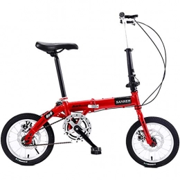 SXRKRZLB Falträder SXRKRZLB Klappräder Klapprad Tragbare Leichtbau-14inch Rad Erwachsene Kinder Frauen und Mann Outdoor Sports Fahrrad, Single Speed (Color : Red)