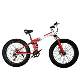 SXRKRZLB Fahrräder SXRKRZLB Klappräder Kohlenstoffstahl-Klapprad für Stadt-Felder, Mountainbike, 26-Zoll-Doppel-Suspension-Faltrad mit Ultra-hellem Stahlrahmen (Color : Red)