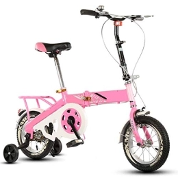 SYCHONG Fahrräder SYCHONG Faltrad, Leichtes Aluminium Frameseat Adjustable, Double Brake, Kinder Folding Fahrrad Mit Hilfsrad, Rosa, 14inches