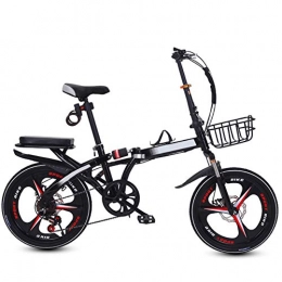 SYCHONG Fahrräder SYCHONG Klapprad, Ultra Light Tragbarer Einstellbare Geschwindigkeit Kleines Fahrrad, Doppelstoßdämpfung, Doppelscheibenbremse, Schwarz, 16inches