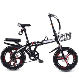 SYCHONG Fahrräder SYCHONG Klapprad, Ultra Light Tragbarer Einstellbare Geschwindigkeit Kleines Fahrrad, Doppelstoßdämpfung, Doppelscheibenbremse, Schwarz, 20inches