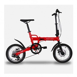 SYLTL Fahrräder SYLTL 16in Faltrad Unisex Erwachsener Variable Geschwindigkeit Faltbares Fahrrad Aluminiumlegierung Tragbar Mini Klapprad, Rot