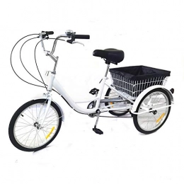 Tanti Falträder Tanti 20” 8-Gang Erwachsenes 3-Rad Fahrrad, Dreirad aus Kohlenstoffstahl mit Korb, Weiß