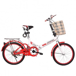 Minkui Fahrräder Tragbares, leichtes Faltrad fr Damen und Herren Minirad mit stodmpfendem, Nicht geschwindigkeitsabhngigem Faltrad Vorderklemmbremse Hinterradbremse-Stodmpfung + wei rot