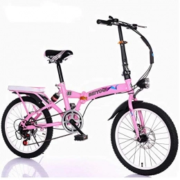 Urcar Fahrräder Urcar 20 Zoll Faltbares Fahrrad Reiserad fr Erwachsene Integriertes Magnesiumlegierungsrad und 6-Gang-Fahrrad mit hydraulischem Stodmpfer fr Erwachsene, Pink