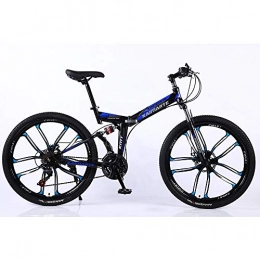 VANYA Falträder VANYA Unisex Folding Mountain Bike 24 / 26 Zoll 27 Speed One-Rad-Doppel-Stodmpfung Off-Road-Fahrrad, Blau, 24inches