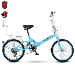 Nileco Fahrräder Variable Geschwindigkeit Komfort Faltrad, Dämpfung Faltbares Fahrrad Für Männer Und Frauen, Mit Bell Verstellbarer Sitz Fahrrad Passend Für 135-175 cm Höhe-Blau Eine