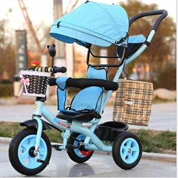 WEIWEI Falträder weiwei Kinder Dreirad, Multifunktionale Roller Zu Fuß, Mit Carport.1-6 Jahre Alt Baby Warenkorb.Fahrrad-Blau