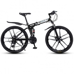 WGYAREAM Fahrräder WGYAREAM Mountainbike, Mountainbikes Faltbare Ravine Bike MTB Fahrrad Doppelaufhebung und Doppelscheibenbremse, Kohlenstoffstahlrahmen (Color : Black, Size : 24-Speed)