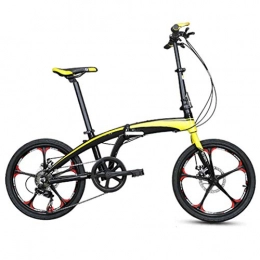 WHKJZ Falträder WHKJZ Unisex Rahmen Aluminiumlegierung Faltbares Fahrrad 20 Zoll 7 Freilauf Kettenschaltung Tragen und langlebig Reibungslose Anstrengung, Yellow