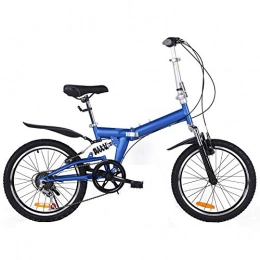 WHKJZ Fahrräder WHKJZ Unisex Stahlkohlenstoff Falt Fahrrad 20 Zoll 6 Gang Freilauf Kettenschaltung Tragen und langlebig Reibungslose Anstrengung, Blue