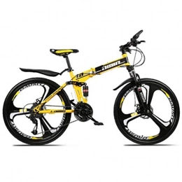 WJSW Fahrräder WJSW Zusammenklappbares 26-Zoll-Mountainbike mit Variabler Geschwindigkeit, Rahmen aus Kohlenstoffstahl für Geländefahrräder (Farbe: Gelb, Größe: