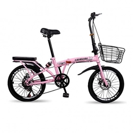 XBSXP Fahrräder XBSXP 20-Zoll-Faltrad, Doppelscheiben-Bremsrad mit Variabler Geschwindigkeit 6-Gang-Leichtfaltrad mit hohem Kohlenstoffgehalt aus Stahl mit Bring Basket - 4 Farben