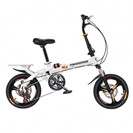 XBSXP Fahrräder XBSXP Faltbares Fahrrad für Erwachsene, tragbares Fahrrad mit Variabler Geschwindigkeit aus Kohlenstoffstahl, 7-Gang-Fahrraddämpfung Doppelscheibenbremsen City Bicycle - 16 / 20 Zoll
