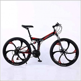 XER Falträder XER Mountain Bike Folding Rahmen MTB Bike Doppelaufhebung Mens-Fahrrad 27 Geschwindigkeiten 26 Zoll 6-High-Carbon Stahl Fahrradscheibenbremse, Schwarz, 21 Speed