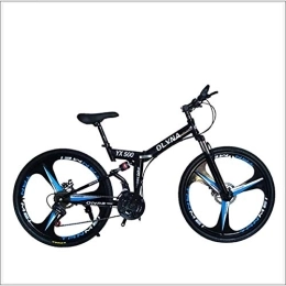 XER Fahrräder XER Mountainbike 21 / 24 / 27 / 30 Geschwindigkeit Stahlrahmen 26 Zoll 3-Speichen-Räder Doppelaufhebung Faltrad, Schwarz, 30 Speed