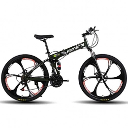 XER Falträder XER Unisex-Mountainbike, 27-Gang-Faltfahrrad mit Doppelfederung, 24-Zoll-6-Speichen-Rädern und Doppelscheibenbremse, für Männer und Frauen, Black, 24speed