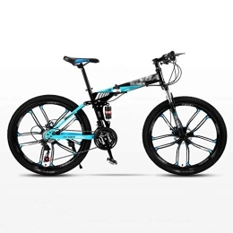 XGYUII Fahrräder XGYUII Faltbarer Mountainbike-Rahmen Aus Kohlenstoffhaltigem Stahl 27 Stoßdämpferrad Mit Variabler Geschwindigkeit 26-Zoll-Rad Leichtes Tragbares Unisex-Pendler-Training, Blau