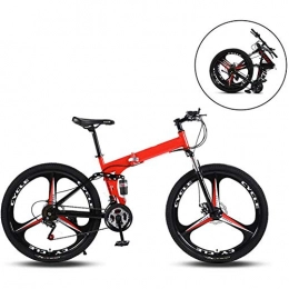 XHJZ Fahrräder XHJZ 26-Zoll-Mountainbikes, Folding High Carbon Stahlrahmen mit Variabler Geschwindigkeit Doppelstoßdämpfung DREI Schneidrad Klapprad, Geeignet für Menschen mit Einer Höhe von 160-185Cm, C, 21 Speed