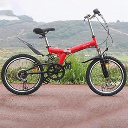 XIAOFEI Fahrräder XIAOFEI 20-Zoll-Klapprad Damen-Kinderrad mit Variabler Geschwindigkeit Freien Klappbares Mountainbike für Kinder Camping Unisex-Klapp-Liegerad mit Impuls-Übungsgeschenk, Rot