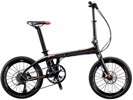 XINHUI Fahrräder XINHUI 20-Zoll-Kohlefaser-Klappfahrrad, Faltendes Mountainbike, 9-Gang-Variable Geschwindigkeit Dual-Scheibenbremse-Erwachsener Fahrrad