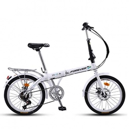 XM&LZ Fahrräder XM&LZ Faltbares Fahrrad Für Herren Frauen, Ultra-licht Pendler-faltrad, Kohlenstoffstahl Klappräder, Verstellbarer Lenker Dual-scheiben-bremsen Weiß