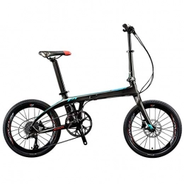 XM&LZ Fahrräder XM&LZ Kohlefaser Faltrad Erwachsene, 9 Geschwindigkeit 20 Zoll Faltfahrrad, Pendler Klappräder City Bike, Dual-scheiben-bremsen Ultra-licht Blau