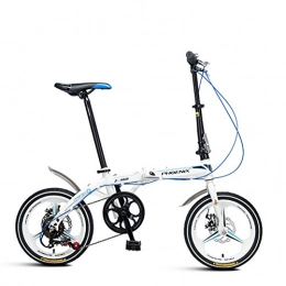 XQ Falträder XQ- Z160 Faltbares Fahrrad Unterschiedliche Geschwindigkeit 16 Zoll Erwachsene Tragbares Fahrrad (Farbe : Weiß)