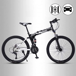 XWDQ Falträder XWDQ Adult Mountainbike, Mountain Trail Bike Faltbare Outroad-Fahrräder aus kohlenstoffhaltigem Stahl, 21 / 24 / 27 Speed Bicycle mit Vollfederung Doppelscheibenbremsen Mountainbike, 27 Speed, 24 inches