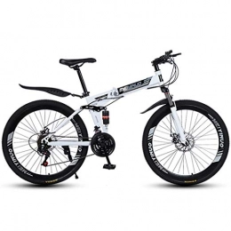 XWLCR Falträder XWLCR 26" 21-Gang Mountainbike für Erwachsene, Leichtes Aluminium Full Suspension Rahmen, Federgabel, Scheibenbremse, Weiß, B