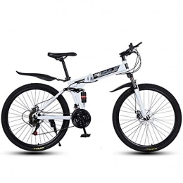 XWLCR Falträder XWLCR 26in 24-Gang Mountainbike für Erwachsene, Leichtes Aluminium Full Suspension Rahmen, Federgabel, Scheibenbremse, Weiß, A
