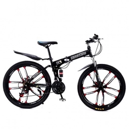 XWLCR Fahrräder XWLCR Mountainbike Faltrder, 24-Gang-Doppelscheibenbremse Fully Anti-Rutsch, leichte Alurahmen, Federgabel, mehr Farben-24 Zoll / 26 Zoll, Black3, 24 inch