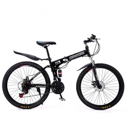XWLCR Fahrräder XWLCR Mountainbike Falträder, 21-Gang-Doppelscheibenbremse Fully Anti-Rutsch, leichte Alurahmen, Federgabel, mehr Farben-24 Zoll / 26 Zoll, Black1, 24 inch