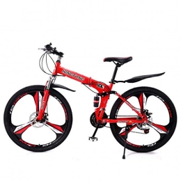 XWLCR Falträder XWLCR Mountainbike Falträder, 21-Gang-Doppelscheibenbremse Fully Anti-Rutsch, leichte Alurahmen, Federgabel, mehr Farben-24 Zoll / 26 Zoll, Red2, 24 inch