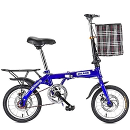 Yajun Falträder Yajun Faltrad Single Speed Folding Bike ​​Mini Fahrrad Erwachsene Männer Frauen Ultraleichtes Aluminiumlegierung Tragbares Sport Klapprad, Blue, 14-inch