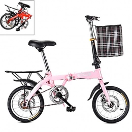 Yajun Falträder Yajun Faltrad Single Speed Folding Bike ​​Mini Fahrrad Erwachsene Männer Frauen Ultraleichtes Aluminiumlegierung Tragbares Sport Klapprad, Pink, 14-inch