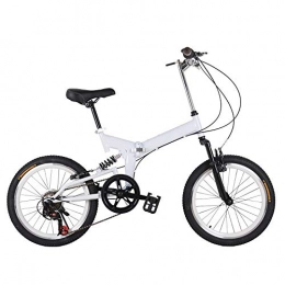 YANGMAN-L Fahrräder YANGMAN-L 20" 7 Speed ​​City Folding Compact-Fahrrad Urban Commuter High Carbon Stahl Scheibenbremse, Weiß