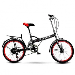 YANGMAN-L Fahrräder YANGMAN-L 20" Folding City Bike, Geschwindigkeit Fahrrad-Gang Stahlrahmen Kotflügel Gepäckträger vorne Hinterrad Reflektoren, Schwarz