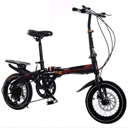 YANGMAN-L Fahrräder YANGMAN-L Faltrad, 16-Zoll-7 Speed ​​City Folding Mini Compact-Fahrrad Urban Commuter, Schwarz