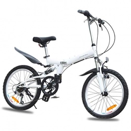 YLCJ Fahrräder YLCJ 20-Zoll-Klapprad Damen-Kinderrad mit Variabler Geschwindigkeit im Freien Klappbares Mountainbike für Kinder Camping Unisex-Klapp-Liegerad mit Impuls-Übungsgeschenk, weiß