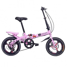 YLCJ Fahrräder YLCJ Klapprad 20 Zoll Scheibenbremse mit Variabler Geschwindigkeit Männliche und weibliche Erwachsene Ultraleichtes tragbares Lernrad Rot Faltbares, doppelwandiges Alu-Felgengebirge, Pink