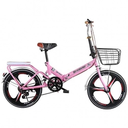 Yqihy Fahrräder Yqihy Faltrad für Männer Frauen Aluminium 6-Gang Shimano Gears Scheibenbremse mit Thunderbolt, Pink