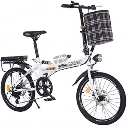 YRXWAN Falträder YRXWAN Faltrad für Erwachsene - Tragbares Fahrrad 20-Zoll-Doppelscheibenbremse mit Variabler Geschwindigkeit, Weiß