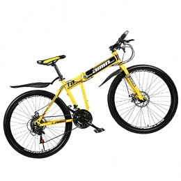 YSJJLRV Mountainbike Gelbe Fahrräder Hochkohlenstoffstahlrahmen, Verschleißfestes Dual-Rad Mit Anti-Slip Für Männer Oder Frauen Ergonomisch Leichter Sport(Size:27 Speed)