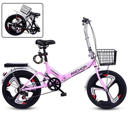 YTDHBLK Fahrräder YTDHBLK Mountainbike MTB 20 Zoll, 7 Gang Rennrad mit Gepäckträger, Rahmen MTB Erwachsenen Jugend Fahrrad, Faltbare Klapprad Unisex Erwachsene / Pink / Single Speed